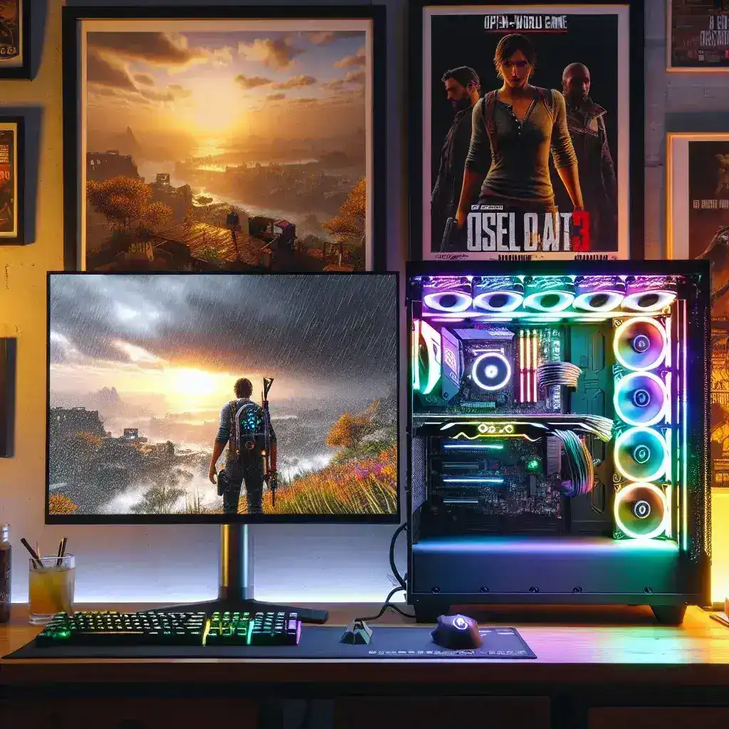 How do gaming PCs handle real-time weather simulations in open-world games?